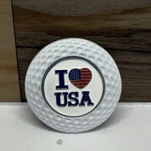 Golf Ball Marker With Removable Magnet “I Love USA”